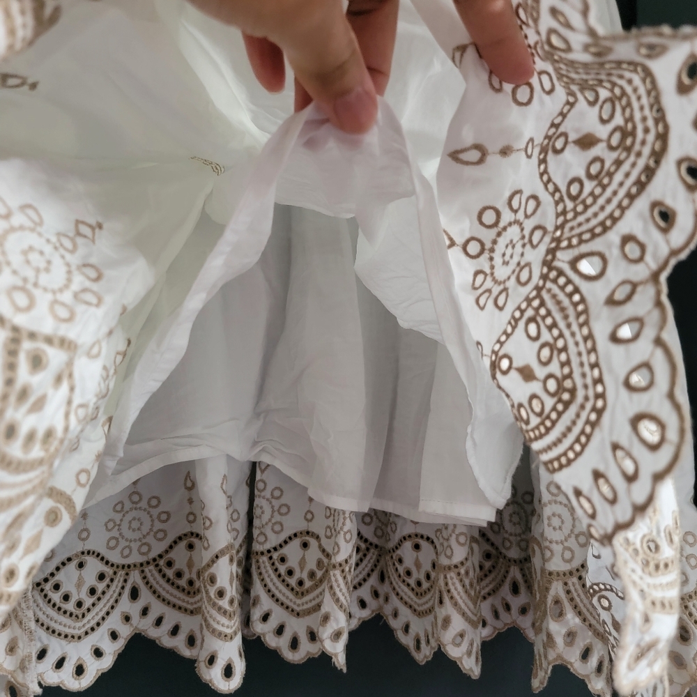 Veronica Beard Amaia Tiered Embroidered Casual‎ Midi Dress 100% Cotton White XS - Picture 13 of 16